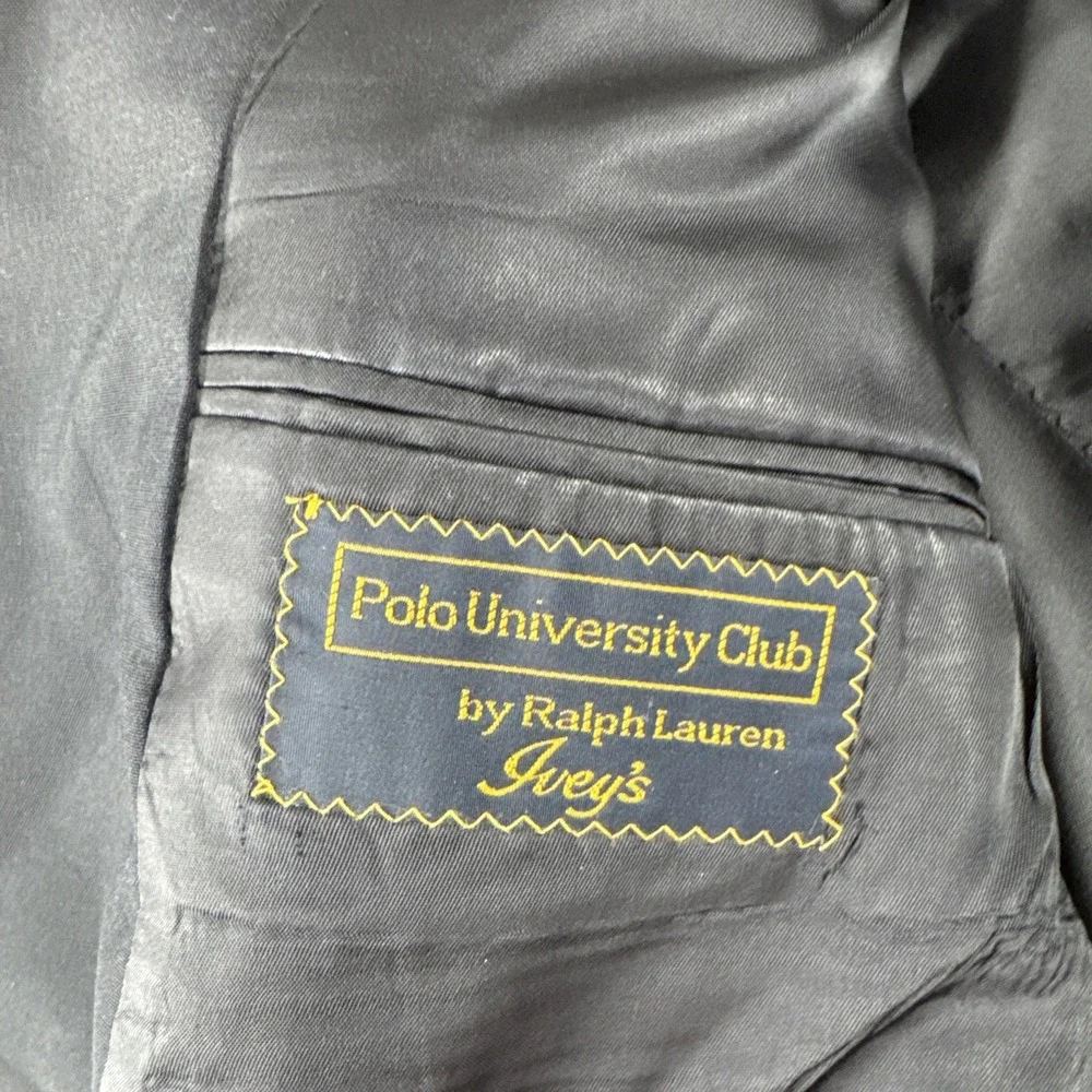 VTG Polo University Ralph Lauren Mens Blazer fits 44L Dark Gray/black Wool